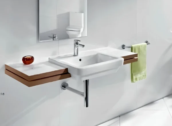 روشویی وال هنگ رنگ سفید سایز 46X55 مدل Dama-N-6