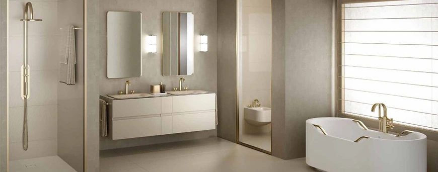 طراحی سرویس بهداشتی لاکچری مدرن با تجهیزات لوکس مناسب پروژه‌های معماری